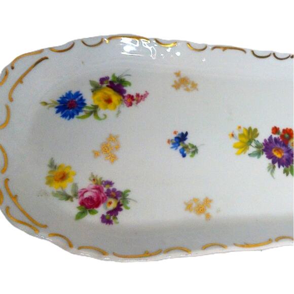 Vintage Reichenbach Germany Fine Bone China Floral Tray - Picture 5 of 6